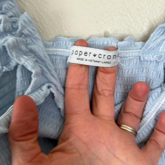 Paper Crane Blue Ruffled Ribbed Tank Top large - Picture 3 of 4